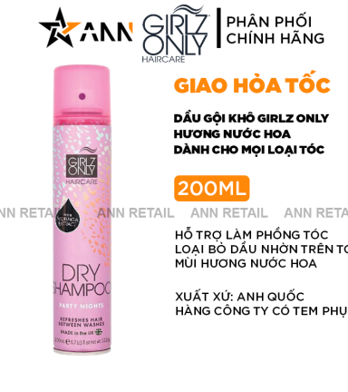 Dầu Gội Khô Girlz Only Màu Hồng 200ml - Dầu Gội Khô Hương Nước Hoa - DGKGOMH