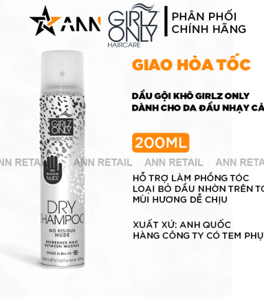 Dầu Gội Khô Girlz Only Màu Xám 200ml - Dầu Gội Khô Cho Da Đầu Nhạy Cảm - DGKGOMX