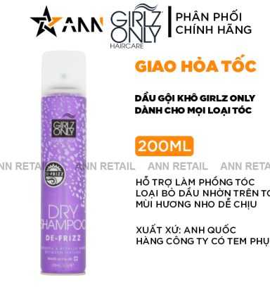Dầu Gội Khô Girlz Only Màu Tím 200ml - Dầu Gội Khô Hương Nho - DGKGOMT