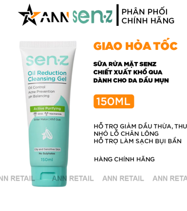 Sữa Rửa Mặt Senz Aqua Boost Cleansing Gel Chiết Xuất Khổ Qua 150ml - Sữa Rửa Mặt Cho Da Dầu Mụn - SRMSKQ