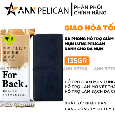 Xà Phòng Pelican For Back 135g Hỗ Trợ Giảm Mụn Lưng - 4976631894225