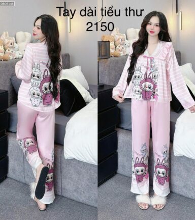 Đồ bộ pijama latin quần dài áo tay dài in hình labubu - DBO5148