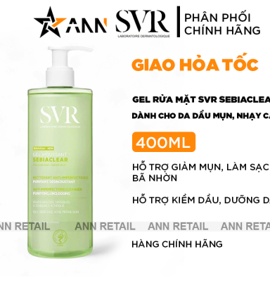 Gel Rửa Mặt SVR - Sữa Rửa Mặt SVR Dành Cho Da Dầu Mụn Nhạy Cảm 400ml - 3662361003402