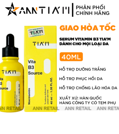 Serum Tia'm Vita B3 Source Niacinamide Dưỡng Trắng Da 40ml - 8809863720016