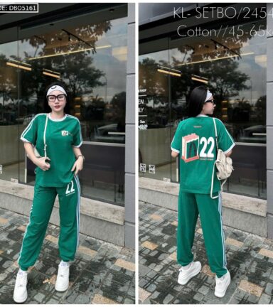 Đồ bộ quần dài áo tay ngắn in số 22 quần cùng màu áo - DBO5161