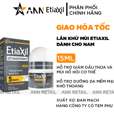 Lăn Khử Mùi EtiaXil Men Màu Xám 15ml - Dành Cho Nam - 3614810005581