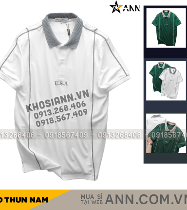 Áo Thun Nam Cổ Bẻ Pack Horse Thêu Nổi Chữ U.S.A (Có Size 3x) - CS236