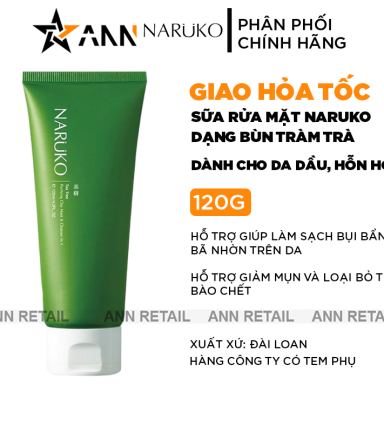 Sữa Rửa Mặt Tràm Trà Naruko Dạng Bùn - Dành Cho Da Dầu Và Da Hỗn Hợp 120g - 4711542263926