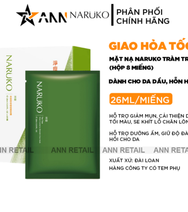 Mặt Nạ Naruko Tràm Trà - Dành Cho Da Dầu Và Hỗn Hợp - Hộp 8 Miếng/26ml - 4711542265098