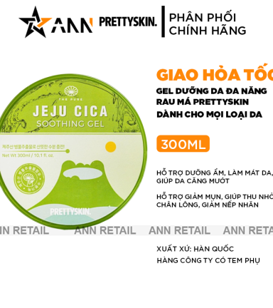 Gel Dưỡng Da Đa Năng Prettyskin Rau Má Jeju Cica Soothing Gel 300ml - 8809733213389