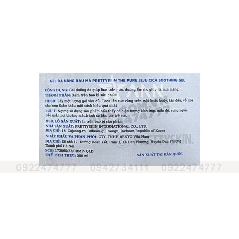 Gel Dưỡng Da Đa Năng Prettyskin Rau Má Jeju Cica Soothing Gel 300ml 7 Gel Dưỡng Da Đa Năng Prettyskin Rau Má Jeju Cica Soothing Gel 300ml