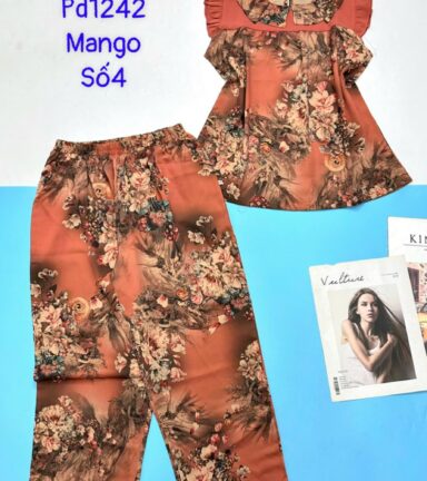 Đồ bộ mango quần ngố áo tay bèo in nhiều bông hoa - DBO5174
