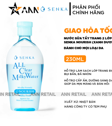 Nước Tẩy Trang Hai Lớp Senka All Clear Milky Water Nourish Màu Xanh Dương 230ml - 4919978701208
