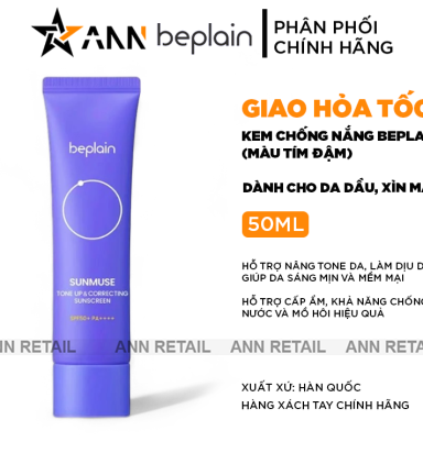 Kem Chống Nắng Beplain Sunmuse Tone Up Màu Tím Đậm - Dành Cho Da Dầu Xỉn Màu 50ml - 8809623941972