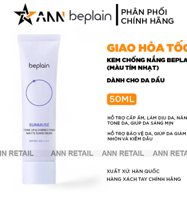 Kem Chống Nắng Beplain Sunmuse Tone Up Màu Tím Nhạt - Dành Cho Da Dầu 50ml - 8809623942764