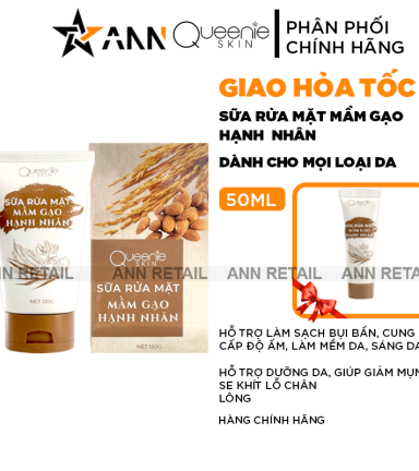 Sữa Rửa Mặt Mầm Gạo Hạnh Nhân Queenie Skin 120g Phiên Bản Mới - 8938513314470