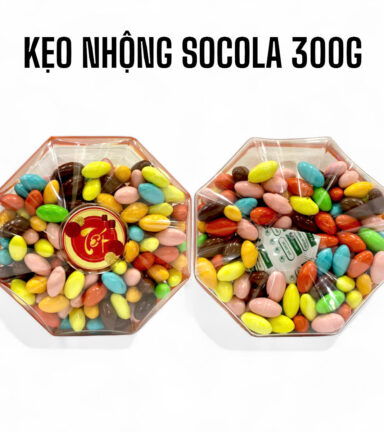 Hộp Kẹo Nhộng Socola Bát Giác 300G Hộp Tết - KNSHBG300