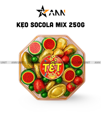 Hộp Socola Mix Bát Giác 250G Hộp Tết - KSTC3DHBG250