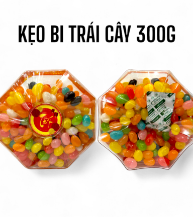 Hộp Kẹo Bi Trái Cây Hộp Bát Giác 300G Hộp Tết - KBTCHBG300
