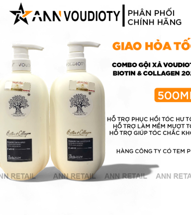 Combo Dầu Gội Xả Voudioty Biotin & Collagen 2024 Màu Trắng 500ml - 6976234891315