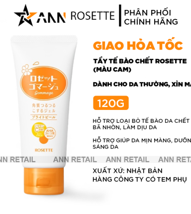 Tẩy Tế Bào Chết Rosette Màu Cam Gommage Bright Peel Gel Cho Da Thường Xỉn Màu 120g - 4901696542354
