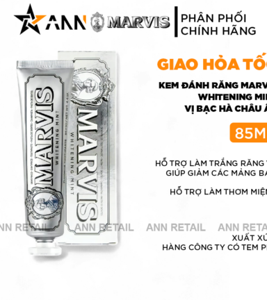 Kem Đánh Răng Marvis Whitening Mint Màu Bạc 85ml - 8004395111718