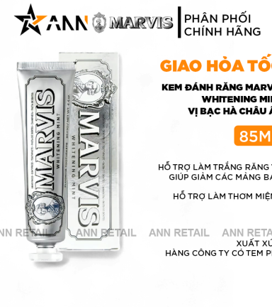 Kem Đánh Răng Marvis Whitening Mint Màu Bạc 85ml - 8004395111718