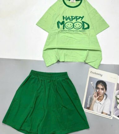 Đồ bộ quần đùi áo tay ngắn in chữ Happy - DBO5176