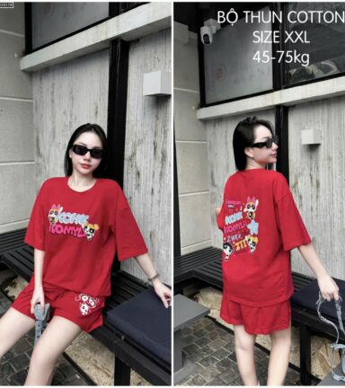 Đồ bộ quần đùi áo tay ngắn in hình chữ ichi - DBO5178