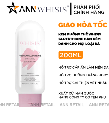 Sữa Dưỡng Thể Whisis Ban Đêm Premium Glutathione Whitening Body Lotion 200ml - 8809803050371