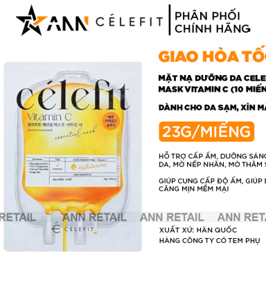 Mặt Nạ Celefit Mask Vitamin C Màu Vàng Hỗ Trợ Dưỡng Sáng Da Hộp 10 Miếng - 8809497562549