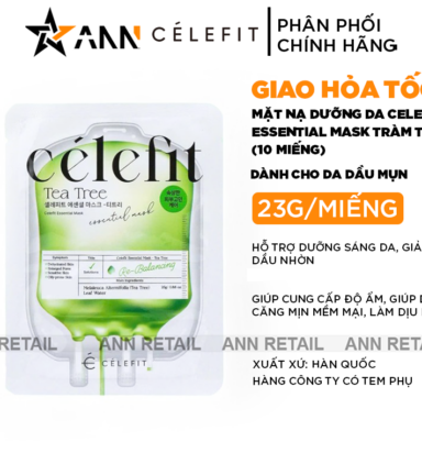 Mặt Nạ Celefit Mask Tea Tree Màu Xanh Lá Hỗ Trợ Da Dầu Mụn Hộp 10 Miếng - 8809497562518