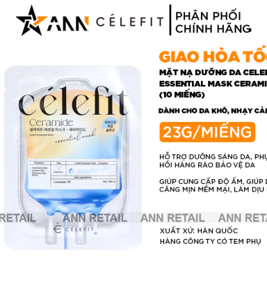 Mặt Nạ Celefit Mask Ceramide Màu Cam Hỗ Trợ Cấp Ẩm Da Hộp 10 Miếng - 8809497562532