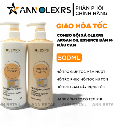 Combo Gội Xả Olexrs Argan Oil Essence Màu Cam 500ml - Phiên Bản Mới 2024 - CBGXOMC