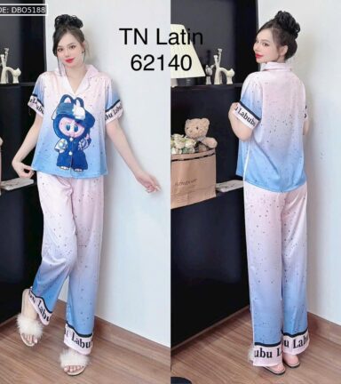 Đồ bộ pijama latin quần dài áo tay ngắn in hình Labubu - DBO5188