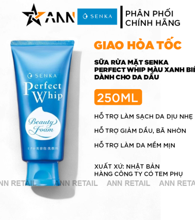 Sữa Rửa Mặt Senka Perfect Whip Sạch Sâu Mướt Mịn Màu Xanh Biển Cho Da Dầu 120g - 455051647568
