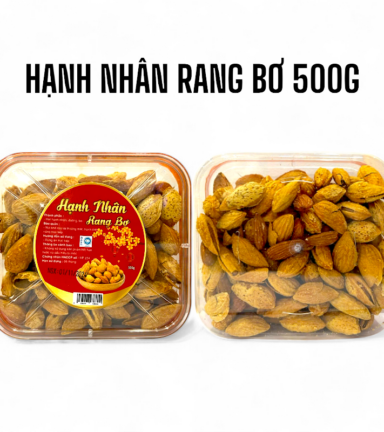 Hộp Hạnh Nhân Rang Bơ Hộp Chữ Nhật 500G Hộp Tết - HHNRBHCN500