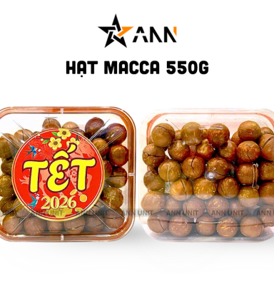 Hộp Hạt Macca Tây Nguyên Hộp Vuông Tròn 550G Hộp Quà Tết 2026 - HMTNHCN550