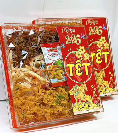 Hộp Quà Tết Khô Tam Vị Ngôi Sao 450g - Hộp Ngôi Sao Lớn - KTVHNSL450