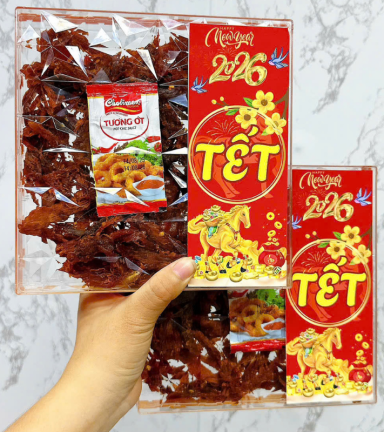 Hộp Quà Tết Khô Bò Xé Sợi Ngôi Sao 450g - Hộp Ngôi Sao Lớn - KBXSHNSL450