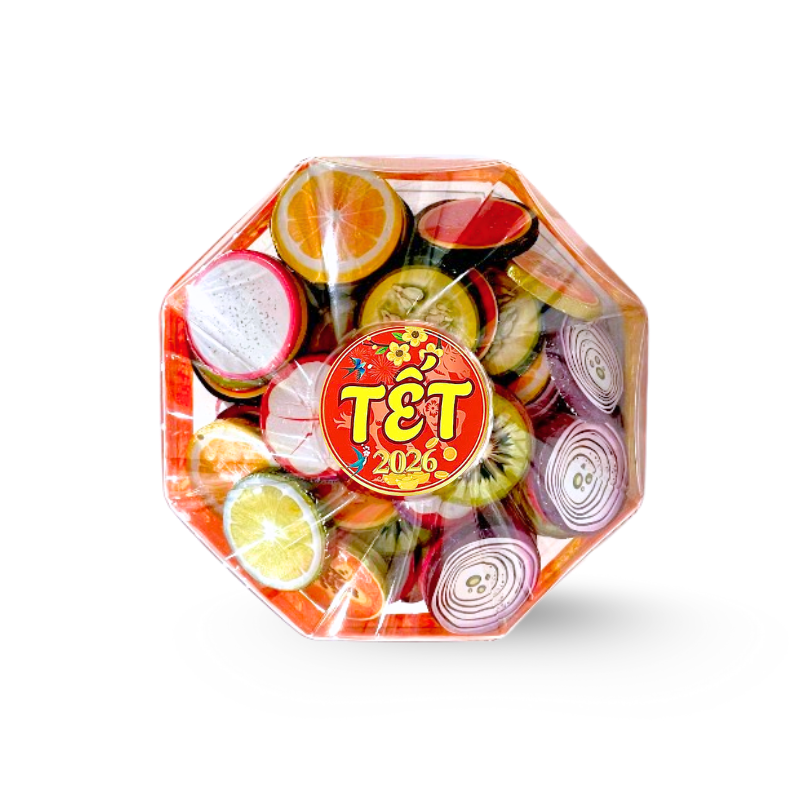 Hộp Hộp Socola Trái Cây 3D Bát Giác 250G Hộp Tết 5 Hộp Hộp Socola Trái Cây 3D Bát Giác 250G Hộp Tết