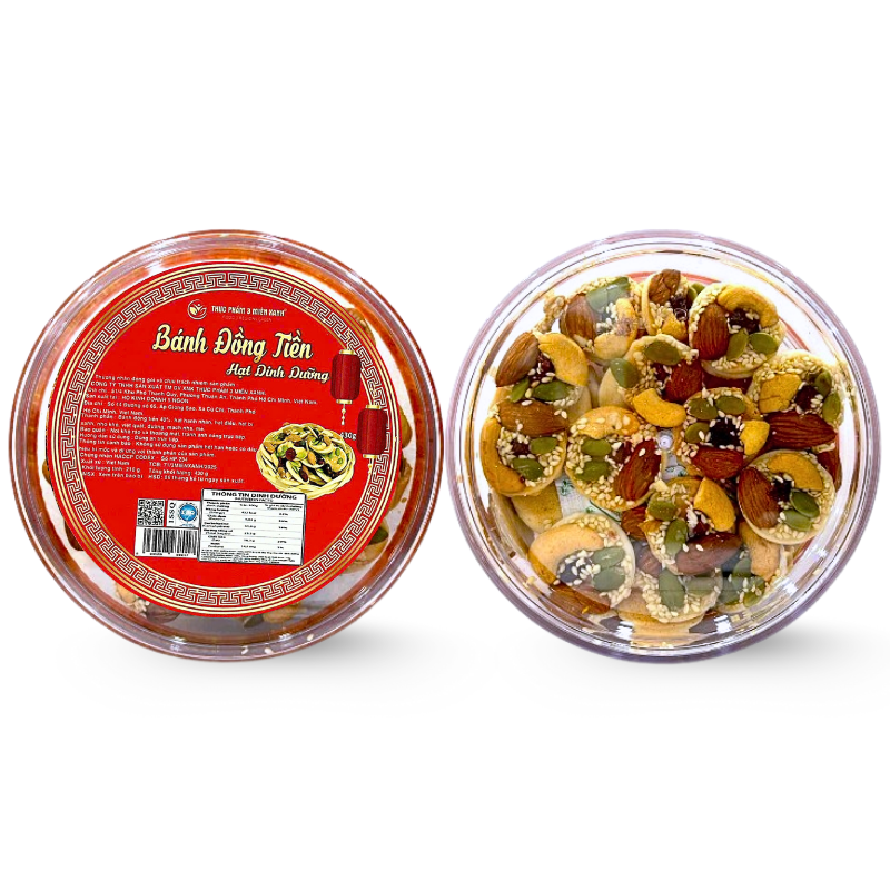 Chỗ sỉ hộp Bánh Đồng Tiền Ngũ Vị Hạt Hộp Tròn 430G Hộp Quà Tết 2026 7 Chỗ sỉ hộp Bánh Đồng Tiền Ngũ Vị Hạt Hộp Tròn 430G Hộp Quà Tết 2026