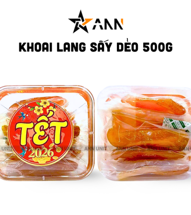 Hộp Khoai Lang Sấy Dẻo Hộp Vuông Tròn 500G Hộp Quà Tết 2026 - KLSDHHCN500