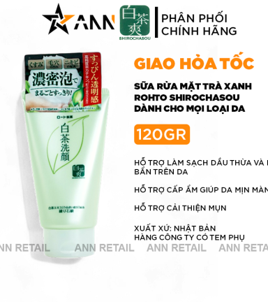 Sữa Rửa Mặt Rohto Shirochasou Trà Xanh Nhật Bản 120g - 4987241122622