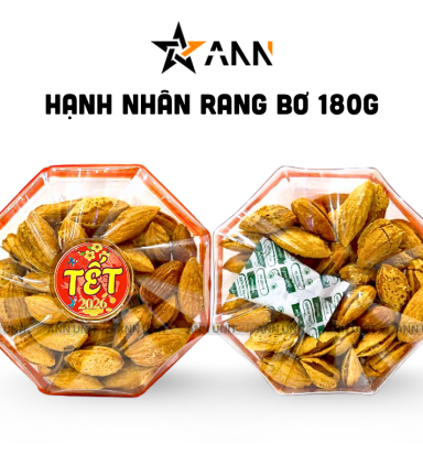 Hộp Hạnh Nhân Rang Bơ Bát Giác 180G Hộp Quà Tết 2026 - HNRBHBG180