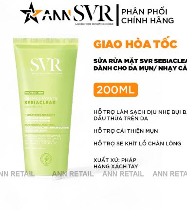 Sữa Rửa Mặt SVR Sebiaclear Gel Moussant Dành Cho Da Nhạy Cảm 200ml - Hàng Xách Tay - 3662361003396