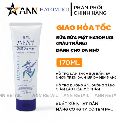 Sữa Rửa Mặt Hatomugi Ý Dĩ Moisturizing & Facial Washing Dành Cho Da Khô 170g - 4513574029590