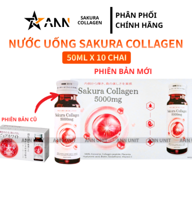 Nước Uống Sakura Bổ Sung Collagen 500ml Hỗ Trợ Làm Đẹp Làn Da - Hộp 10 Lọ - 4901872046959
