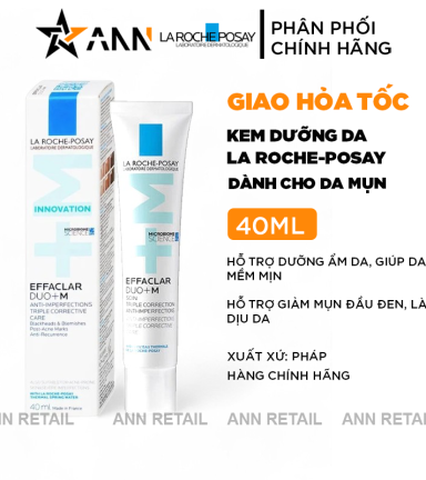 Kem Dưỡng Da Giảm Mụn La Roche - Posay Effaclar Duo+M 40ml Phù Hợp Với Da Mụn - 3337875863377