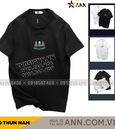 Áo Thun Nam Cổ Tròn Pack Horse Thêu Nổi Chữ Holiday (Có Size 3x) - AB525